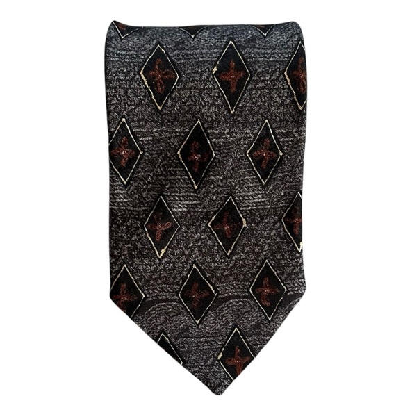 Ermenegildo Zegna Tie Gray & Brown Silk Made in Italy Formal Size 58” x 3.75” - Picture 1 of 10